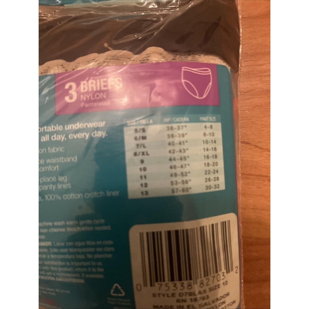 Hanes 3-Pair Women's Nylon Briefs Underwear Panties Wedge Free Size 12 - Picture 12 of 12